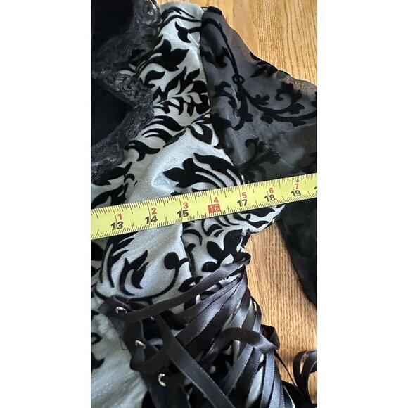 CYKXTEES Creative Brand Corset Blouse Sheer Sleeves Velvet Collar Long Tail - Picture 13 of 16